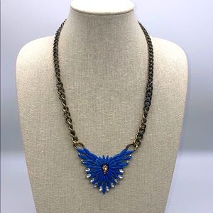 Blue Flower Beaded Statement Necklace